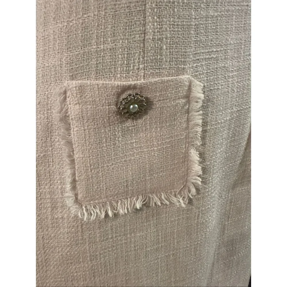 Karl Lagerfeld Women's Peach Blush Tweed V-Neck Sleeveless Shift Dress Size 4 - Picture 4 of 9